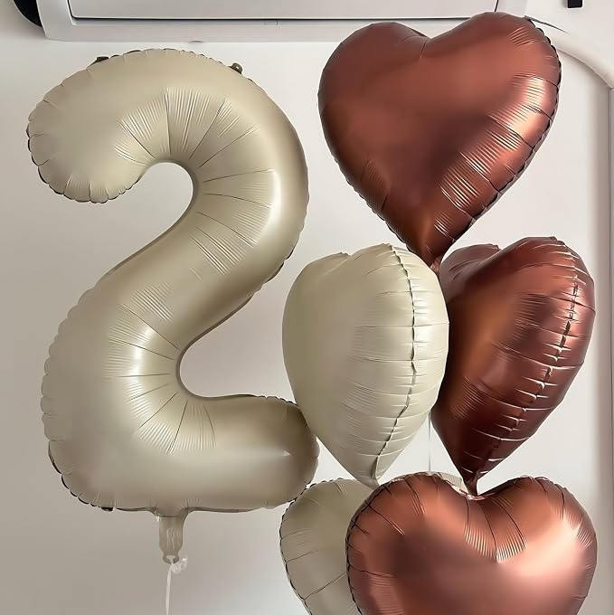 Cream Number 6 Balloons, 40 Inch 6 Balloons Giant Helium Foil Mylar Beige 6 - Image 6