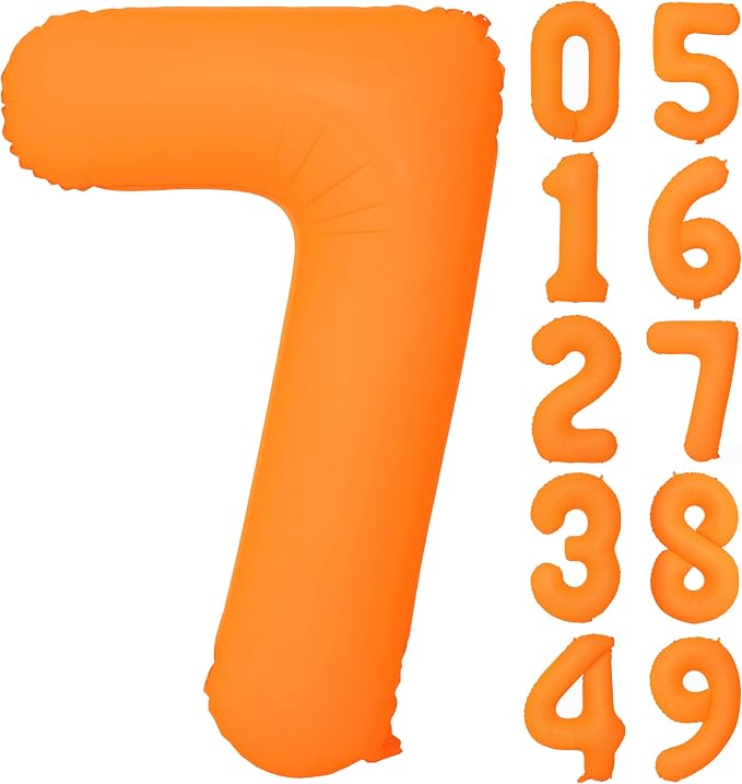 Orange Birthday Number 7 Balloon 40 inch Fluorescent Orange Number 7 | Helium by Exquisitehighqualitypartydecorationstomeetyoureveryneed%EF%BC%81