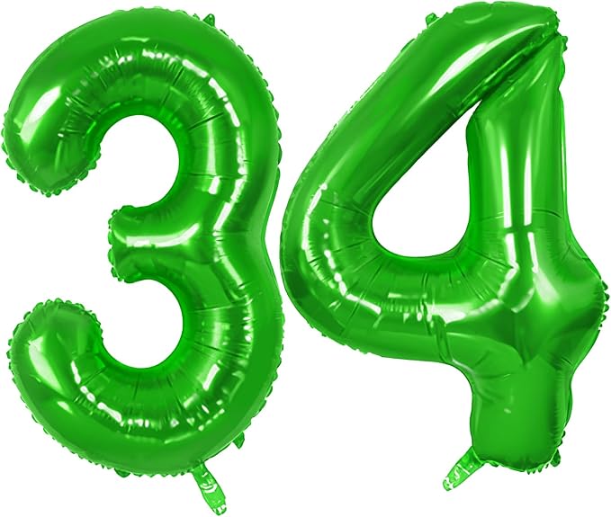 Number 34 Balloons for 34th Birthday Party Decorations, 0-100 Large No.34 by Joycard