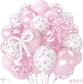Pink Bow Balloons, 12Inch Transparent Bowknot Print Helium Balloon by TAOYE