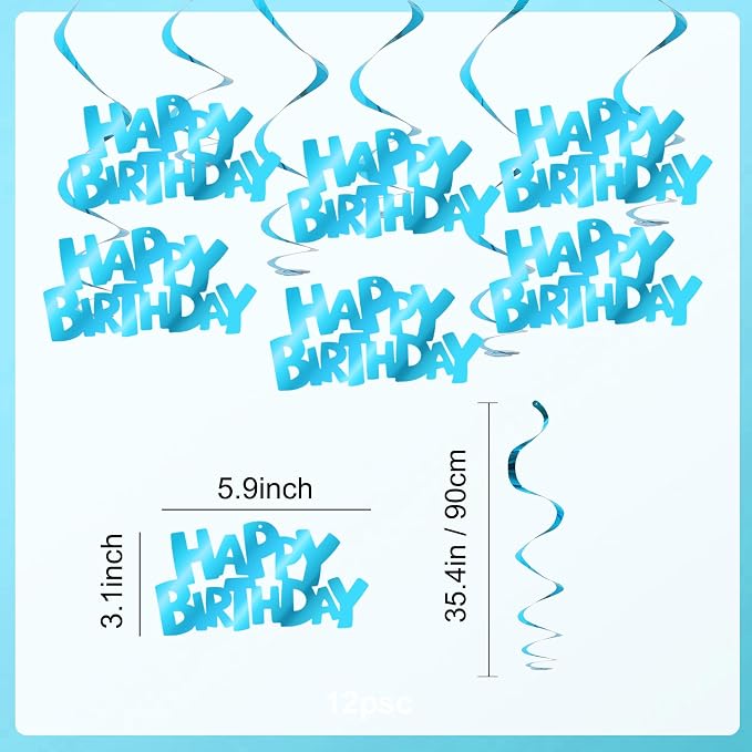 BEISHIDA 12 Pcs Happy Birthday Hanging Swirl Decorations - Image 2