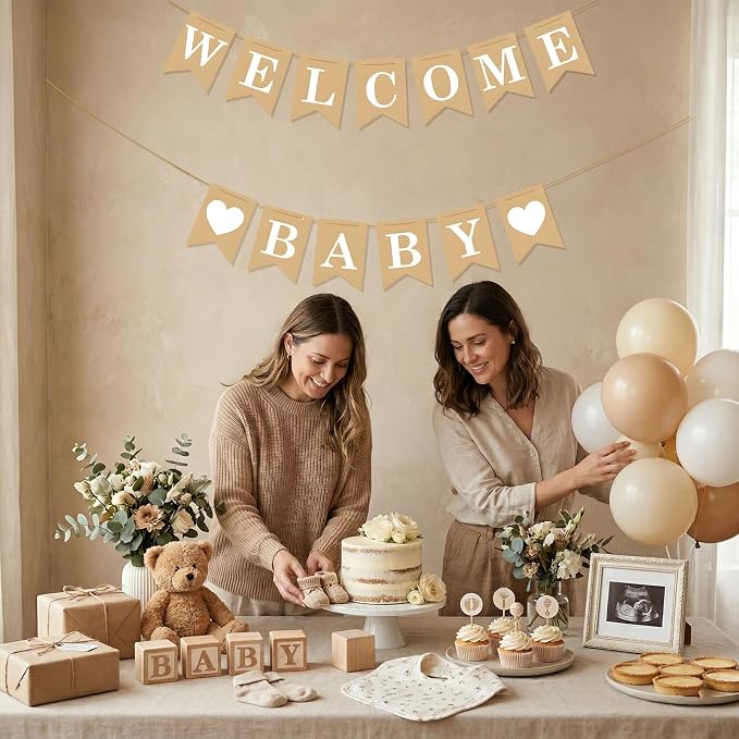 Welcome Baby Banner – Rustic Baby Shower Decorations, Gender Neutral Baby - Image 4