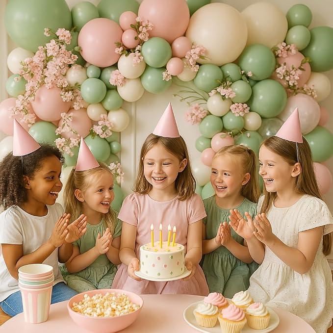 Sage Green Pink Balloon Arch kit - Image 7