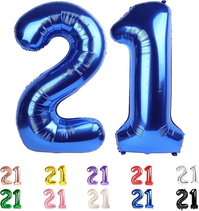 21 Balloon Numbers 40Inch for 21 Year Old Birthday Decorations, Dark Blue | by Mluchee