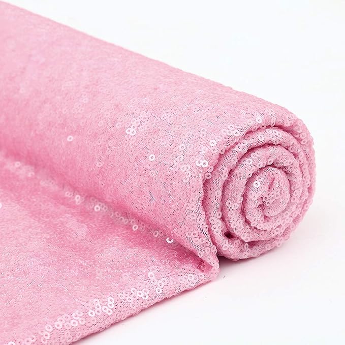 Pink Sequin Backdrop Curtains 4 Pcs 2ftx8ft Glitter Shimmer Fabric | Sparkly - Image 6