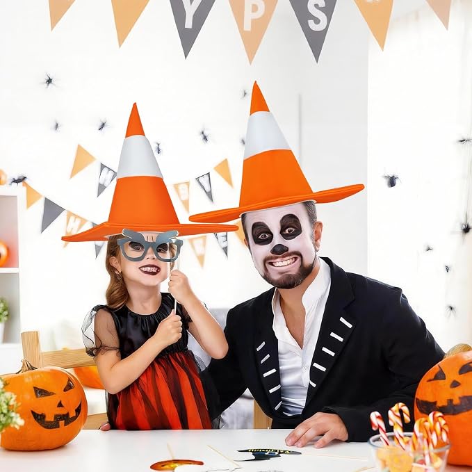 Orange and White Traffic Cone Hat, Funny Halloween Traffic Costume Accessories - Image 5