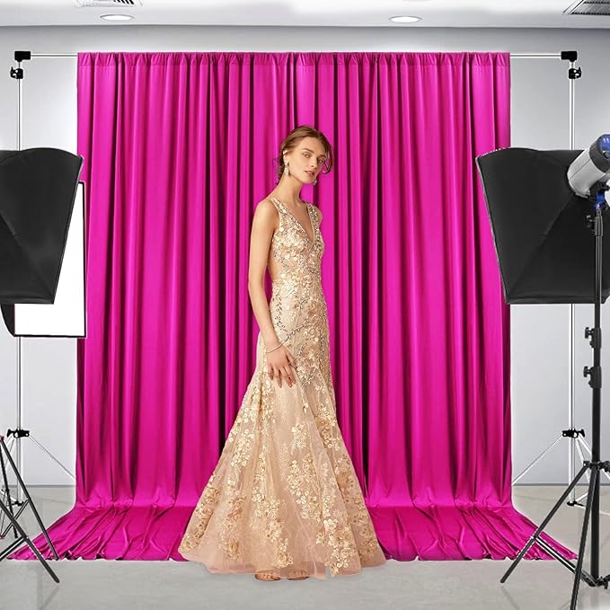 10 x 7 Feet Rose Red Backdrop Curtain for Partie, Background Curtains for Photoshoot, Birthday, Wedding, Halloween, Thanksgiving, Christmas Day, New Year Party Decorations 5Ft x 7Ft, 2 Panels