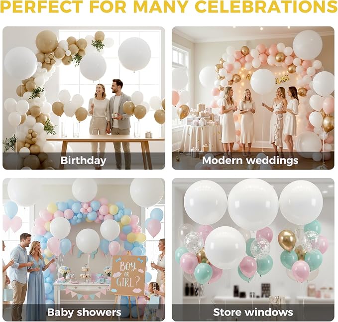 LovesTown 15PCS Party Balloons, 18inch White Latex Balloons Balloon Garland Arch - Image 5