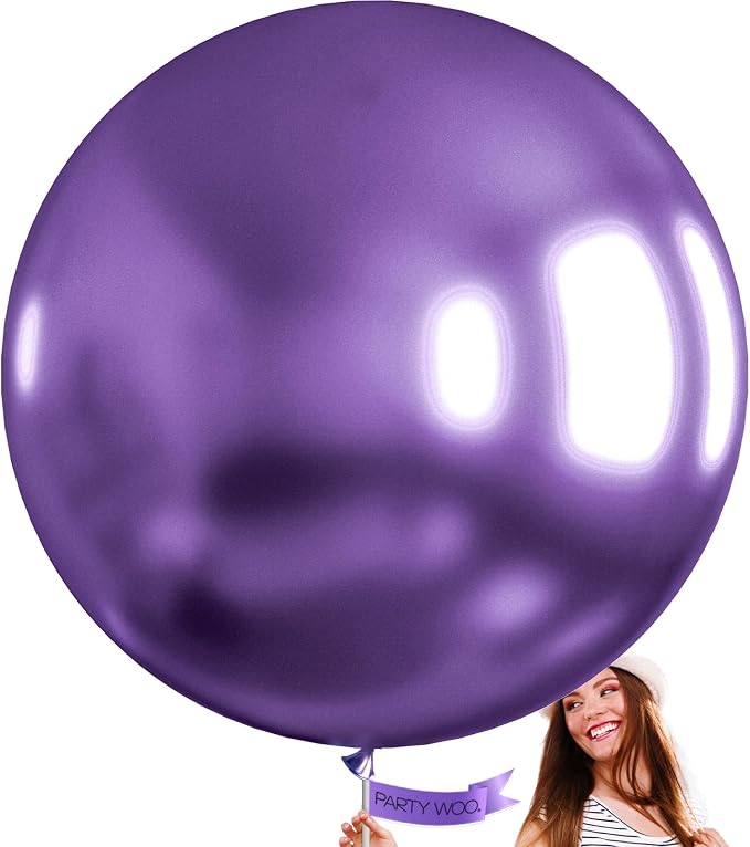 PartyWoo Metallic Purple Balloons 4pcs Chrome Purple Color 36 Inch | Balloons by PartyWoo