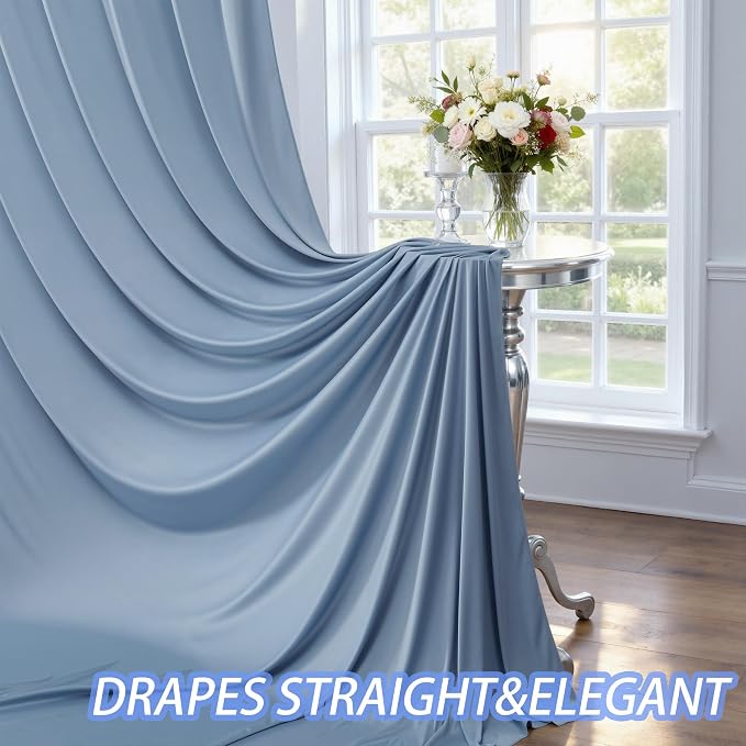 20ft×12ft Wrinkle Free Dusty Blue Backdrop Curtain - Image 6
