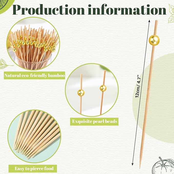 Reallnaive 600 Pcs Cocktail Pick Pearl Fancy Toothpick - Image 2