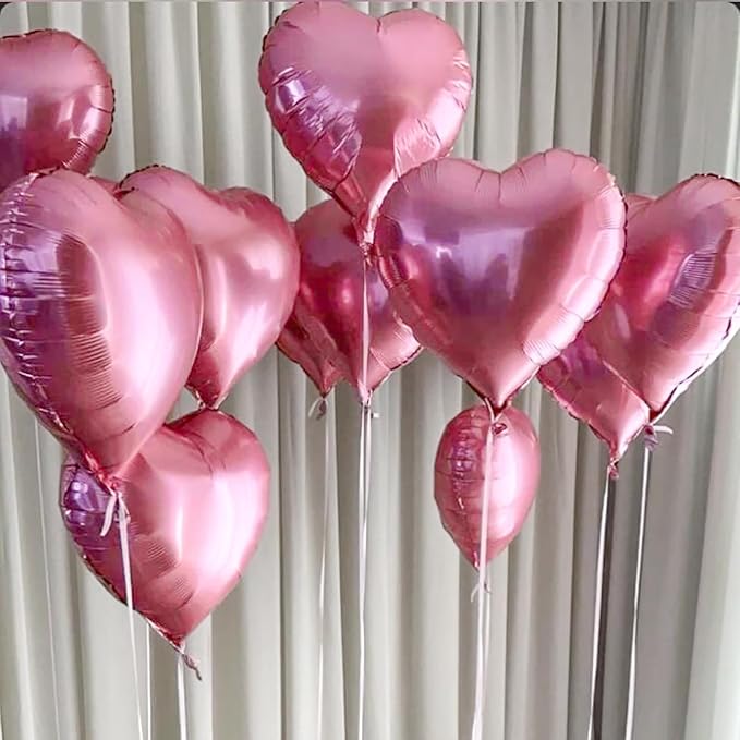 30 Pcs 18 Inch Pink Heart Foil Mylar Helium Balloons - Image 6