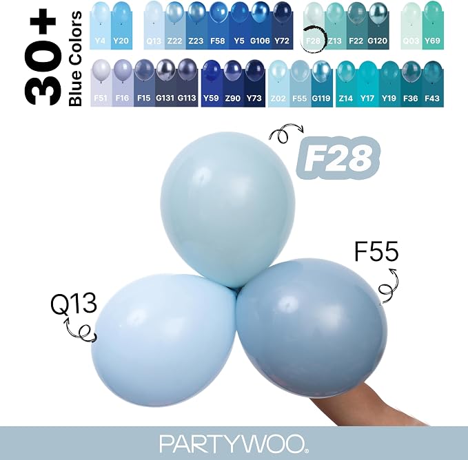 PartyWoo Dusty Blue Balloons 85pcs Light Blue Aqua Boho Color | 18 12 10 5 Inch - Image 4
