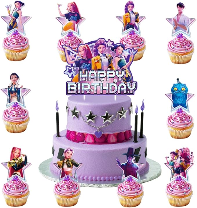 Demon Movie Hunters Birthday Cake Topper, Cute Anime Cake Decorations Include by Unknown