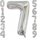 Silver 7 Balloon, 40 Inch Number 7 Balloon, 7 Birthday Balloon Decorations by BBPOOL