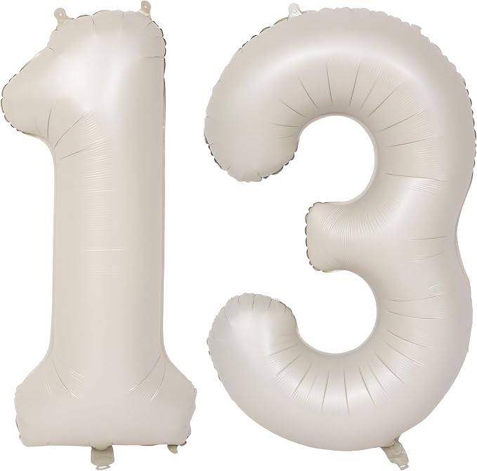 40 In Cream white Number Balloons Helium Foil Mylar Balloon Digital 13 | by Exquisitehighqualitypartydecorationstomeetyoureveryneed%EF%BC%81