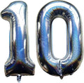 Laser Silver Number 10 Balloons 40 Inch Giant Number Silver 10 Foil Mylar by COLORFULELVES