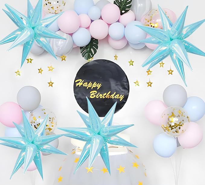 50pcs Iridescent Blue 26' Water Drop Foil Cone Mylar Balloons Holographic Blue - Image 3