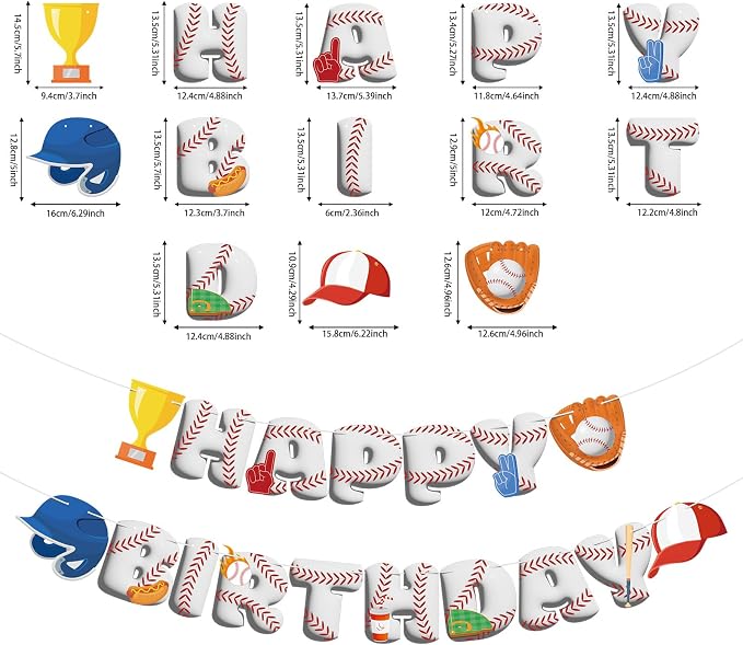 Baseball Birthday Decorations Baseball Happy Birthday Banner Sport Theme - Image 2