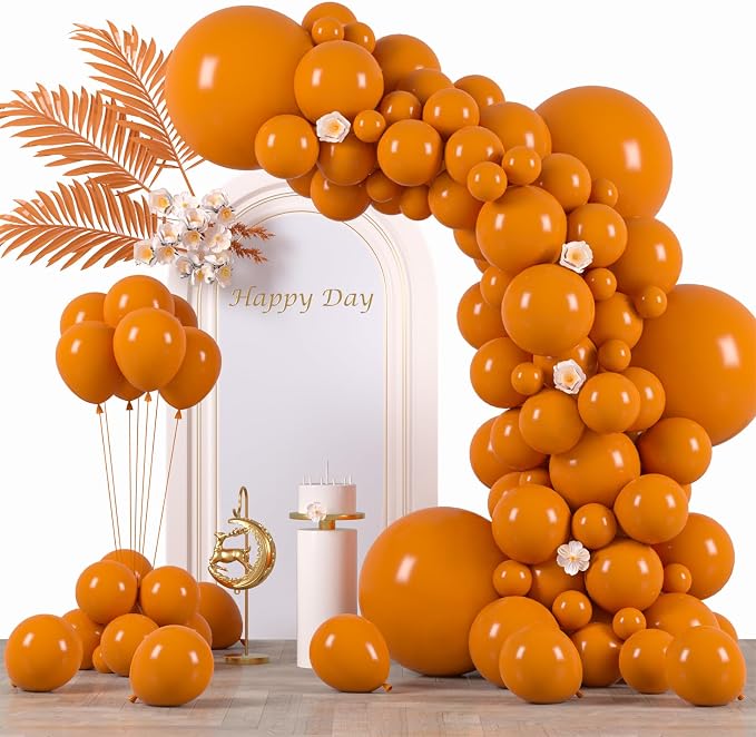 Voircoloria 130pcs Burnt Orange Balloons Garland Arch Kit, 18 12 10 5 Inch | by Voircoloria