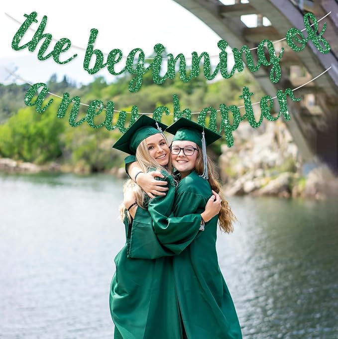 BEISHIDA Green Pre-Strung Glitter The Beginning of A New Chapter Banner | - Image 5