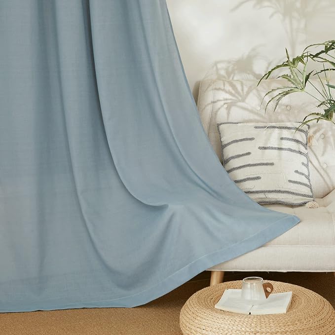 NICETOWN Thick Linen Stone Blue Curtains - Image 6