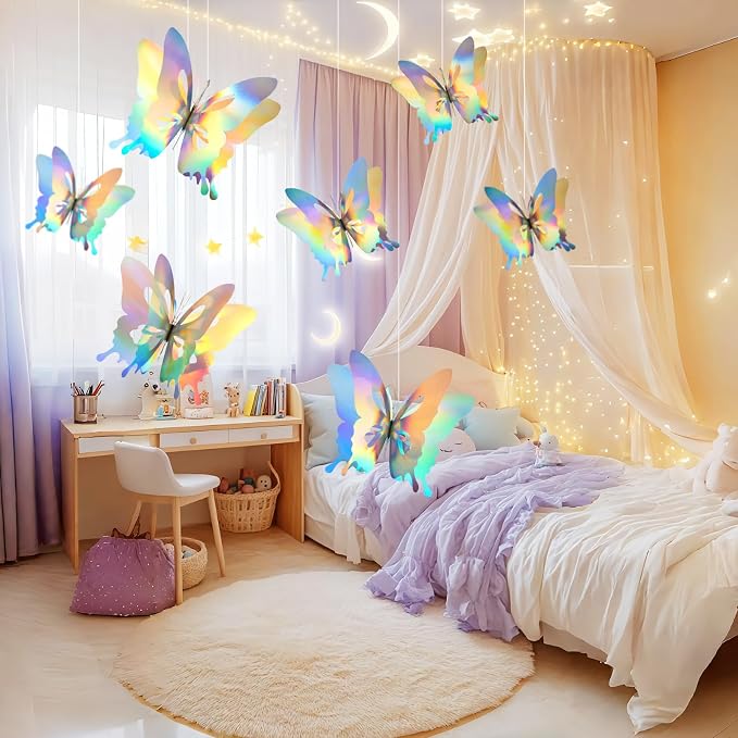 8 Pcs Hanging Butterfly Decorations, Butterfly Birthday Decorations Made - Image 6