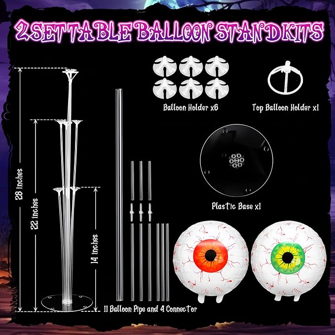 Seematn 2 Set Halloween Balloon Stand Kits Eyeball Balloon Sticks Holder - Image 3
