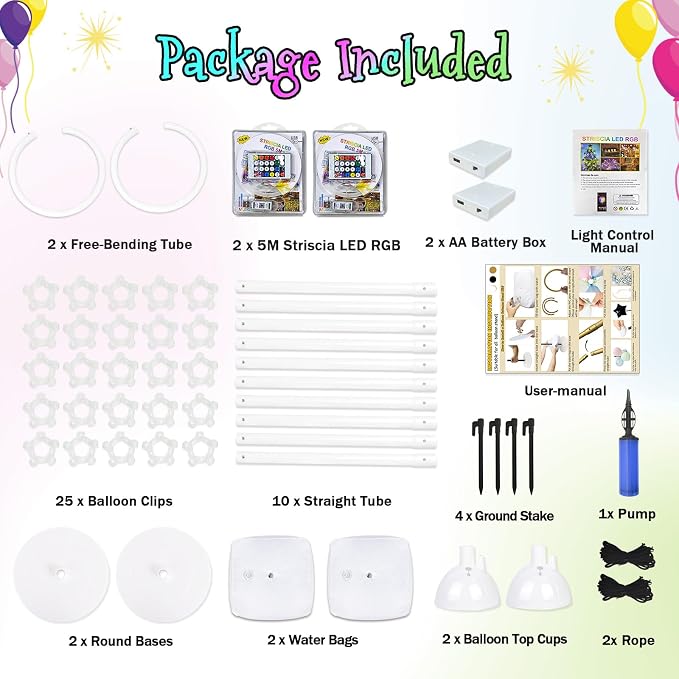 Lighted Half Arch Balloon Stand Kit 8.2FT/6FT Balloon Arch Kit - Image 5