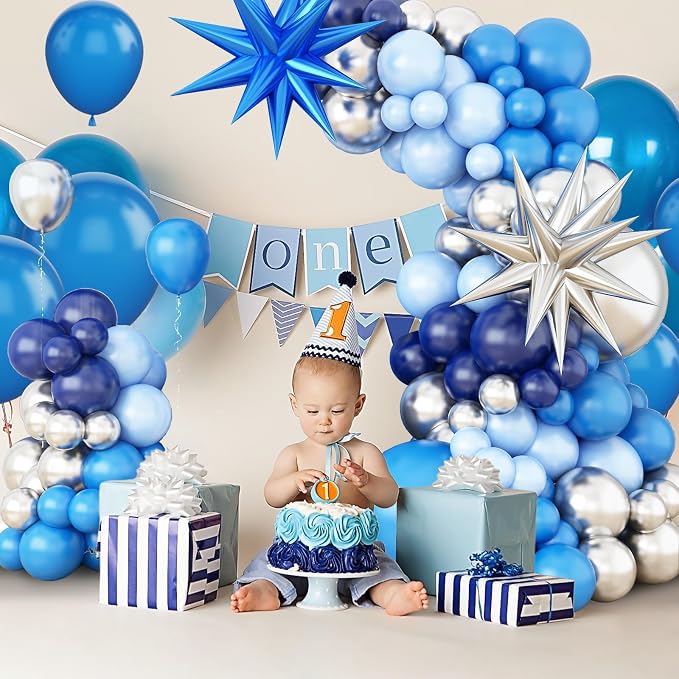Blue Silver Balloon Arch Garland Kit, Baby Shower, Graduation, Anniversary - Image 4
