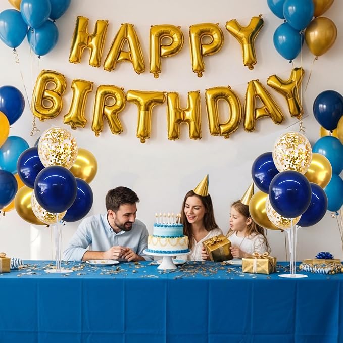 TONIFUL 4 Set Navy Blue Gold Balloons Stand Balloon Centerpieces - Image 7