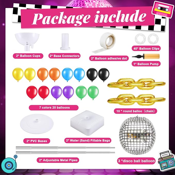 Gejoy 2 Set 80s 90s Balloon Column Stand Kit - Image 2