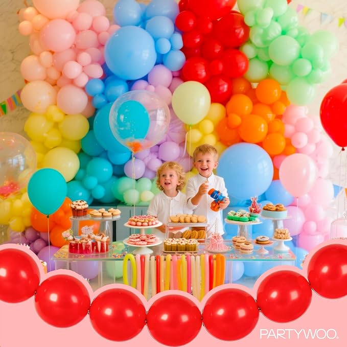 PartyWoo Rainbow Linking Balloons 100pcs 6 Inch Multicolor Link Balloons | - Image 8