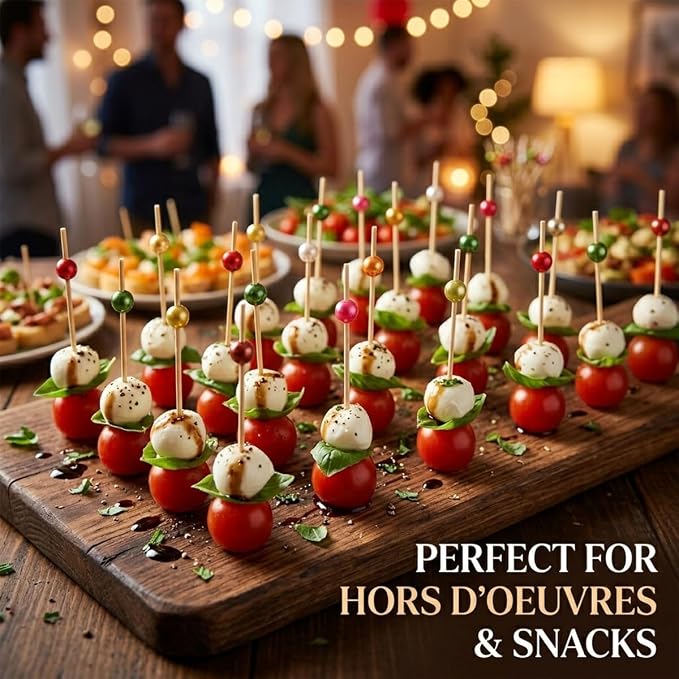 100 Pcs 4.7" Pearl Cocktail Picks, Long Fancy Toothpicks Appetizer Skewers | - Image 2