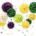 AimtoHome Mardi Gras Tissue Paper Pom Poms, Cyan Purple Green Yellow Cream by AimtoHome