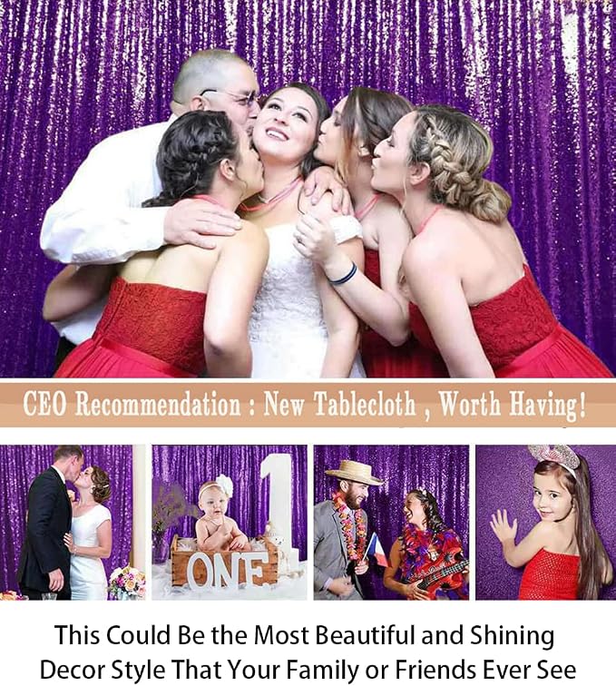 ShinyBeauty 4FT x 7FT Purple Sequin Backdrop | Photobooth Background | Wedding - Image 6