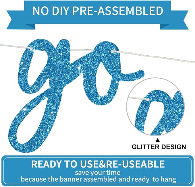 BEISHIDA Sky Blue Pre-Strung Go Shawty It's Your Birthday Banner Decor | Glitter - Image 3