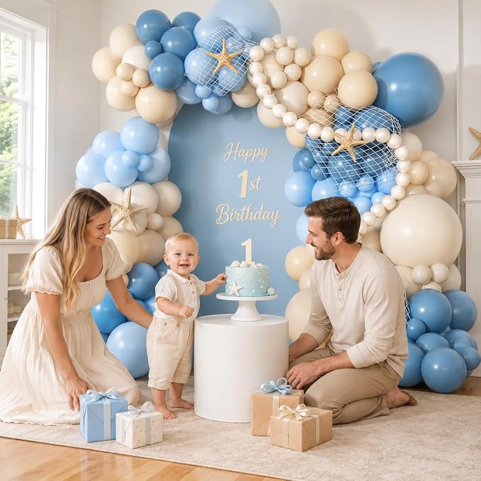 174PCS Blue and White Balloon Arch Kit, Ocean Theme Balloon Garland Kit - Image 5