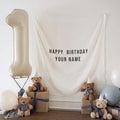 Personalised Birthday Name Flag, Custom Birthday Banner Fabric Sign, Boho Wall by Unknown