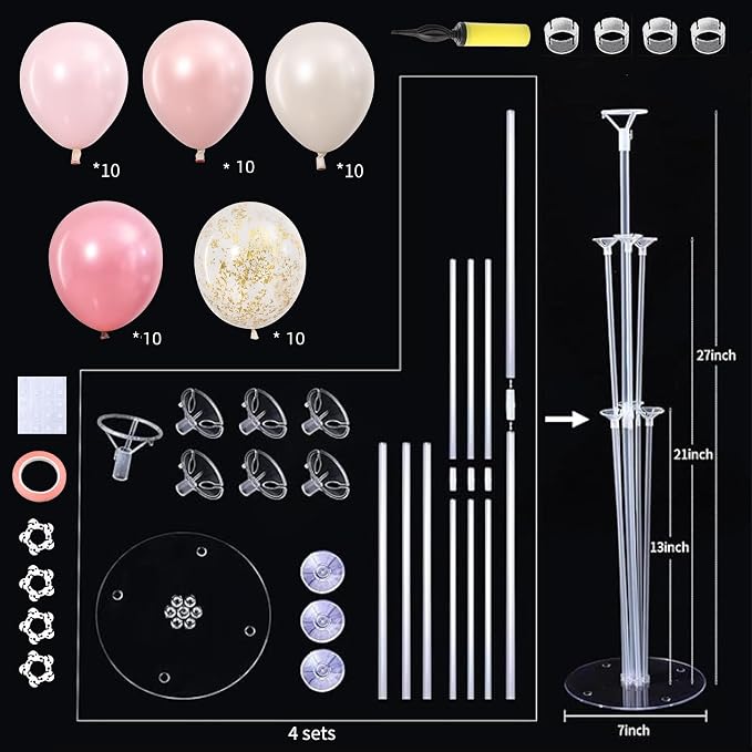 4 Sets Pearl Pink Sand White Balloons Stand - Image 2