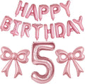 Bow Number 5 Birthday Balloons, Coquette Party Decorations Supplies by BSRESIN
