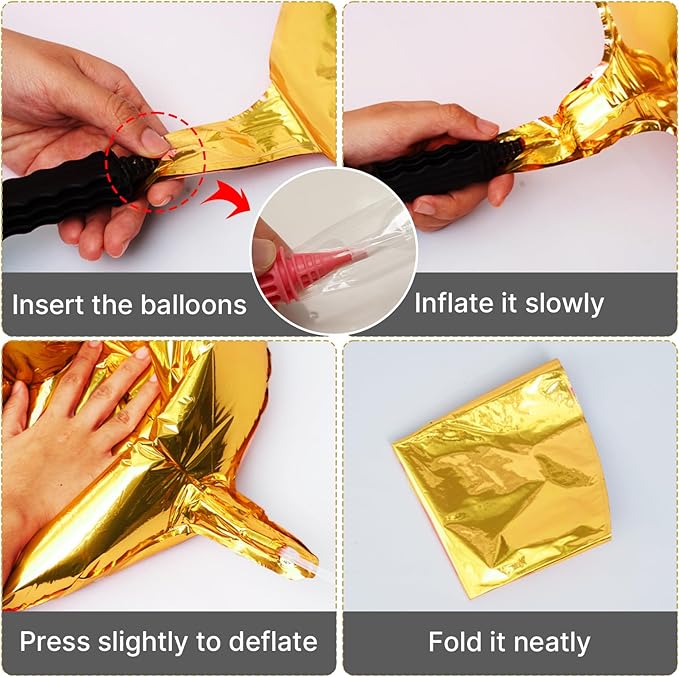 PartyWoo Metallic Gold Large Round Giant 4D Foil Balloons 6pcs 32 Inch | 32 Inch - Image 5