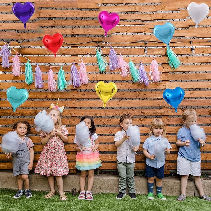 50 pcs 10 Inch Multi-colored Heart Foil Balloons | 10" Heart Mylar Balloons - Image 5