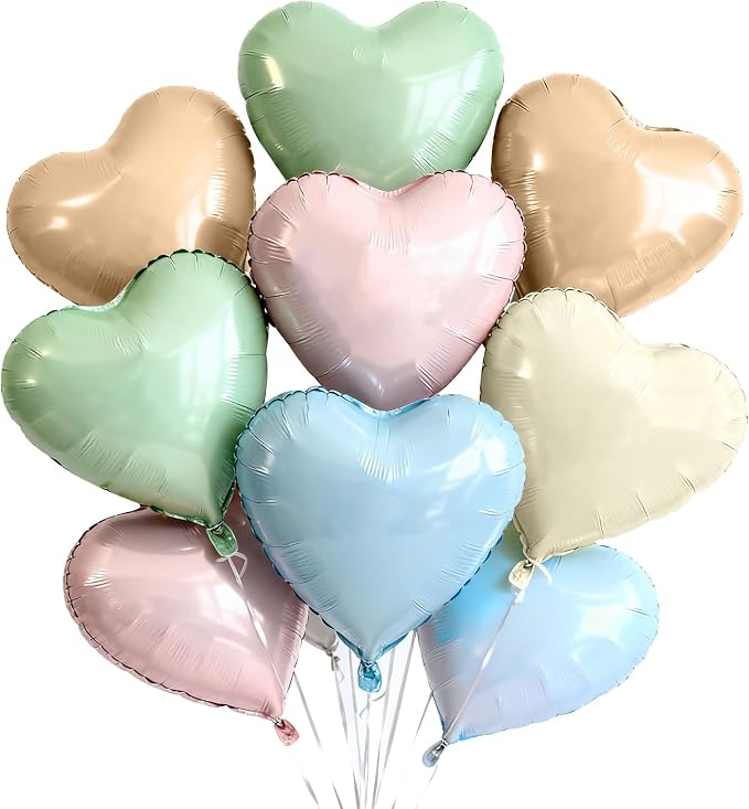TONIFUL 30 Pcs 18 Inch Pastel Neutral Heart Shape Foil Mylar Balloons | Soft by TONIFUL