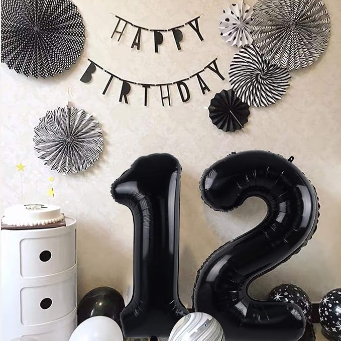 TONIFUL 40 Inch Black Number 2 Balloons Large Foil 2nd Birthday Decorations | - Image 5