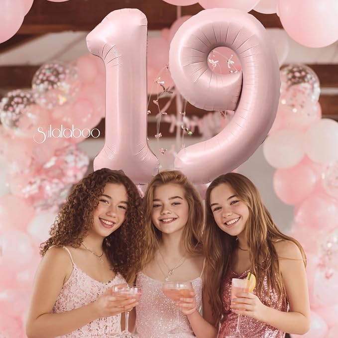 40 Inch Light Pink Number 19 Balloon 0-9 19th Foil Big Giant | Digital - Image 3