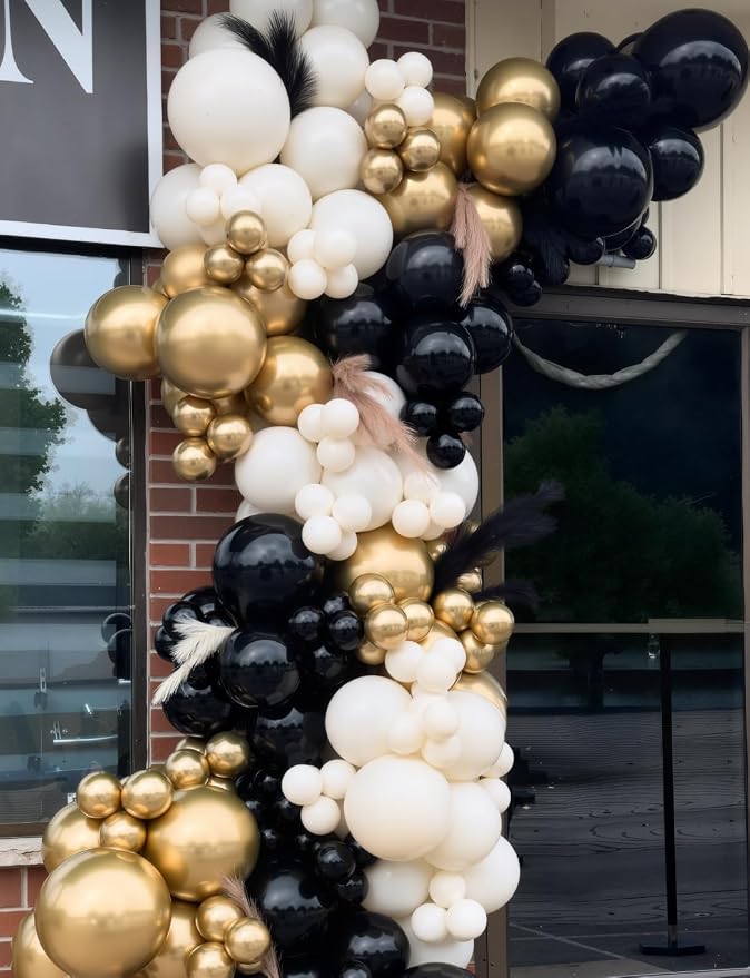 Black and Gold Balloon Arch Garland Kit, Star Foil Balloons - Image 6
