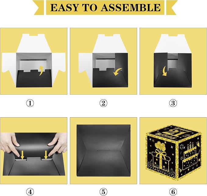 Eiurteao 3pcs Black Gold 21st Birthday Decorations Boxes - Image 3