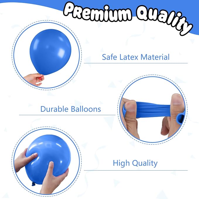 Orange and Blue Balloons, 12 Inch Royal Light Blue and Orange Beige Balloon - Image 3