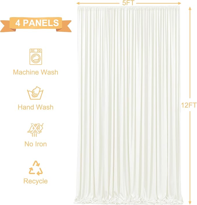 4 Panels Ivory Backdrop Curtains - Image 6